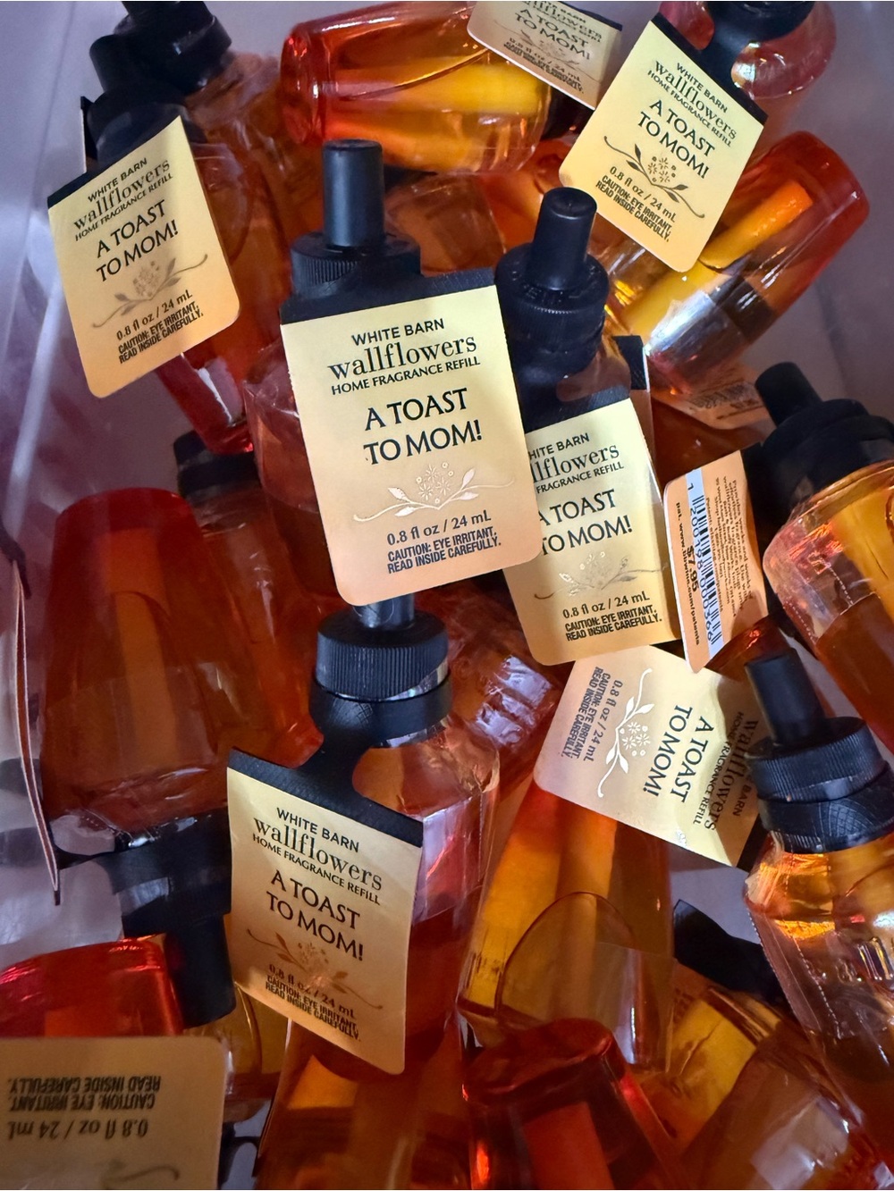 3 A TOAST TO MOM White Barn Amber-Orange Wallflowers Refill Bottles